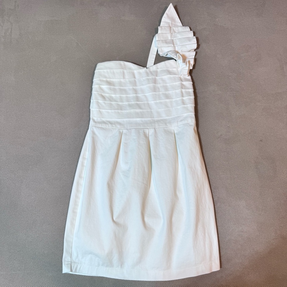Soirée Mini Dress Medium White One Shoulder Ruched Bridal